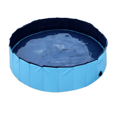 Free Standing Pet Bath Tubs , Blue Inflatable Pvc Pool For Dog