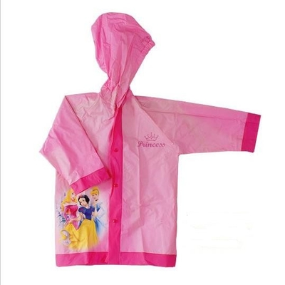 Pink Hello Kitty Pvc Rain Coats With Hood , Kids Rain Wear